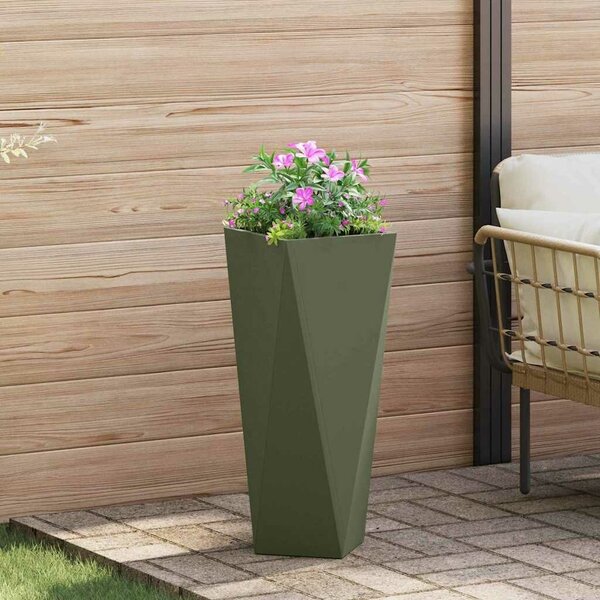 VidaXL Növénytartó 2 pcs Olajzöld 30 x 30 x 75 cm Acél
