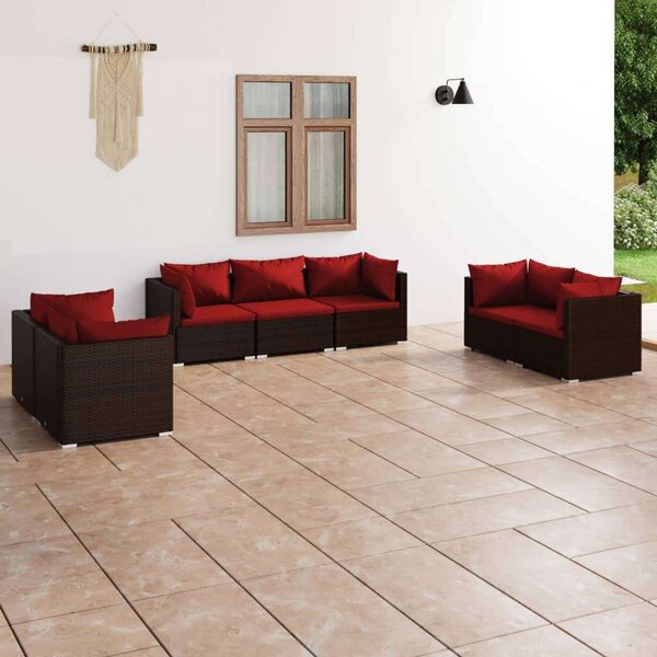 Polyrattan Kerti Ülőgarnitúra - 7 részes - Barna