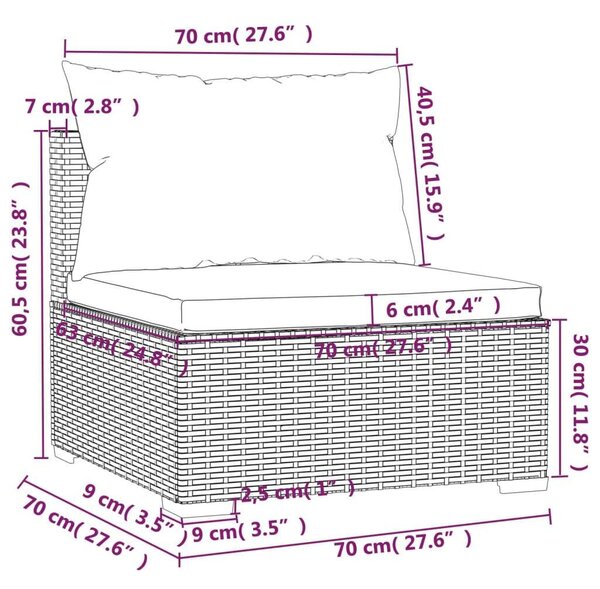 Polyrattan Kerti Ülőgarnitúra - 7 részes - Barna