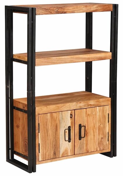 VidaXL Könyvespolc Ajtókkal Barna 72 x 33 x 110 cm Tömör akácfa és fém