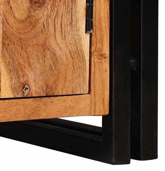 VidaXL Könyvespolc Ajtókkal Barna 72 x 33 x 110 cm Tömör akácfa és fém