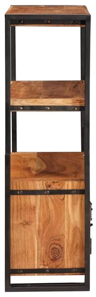 VidaXL Könyvespolc Ajtókkal Barna 72 x 33 x 110 cm Tömör akácfa és fém