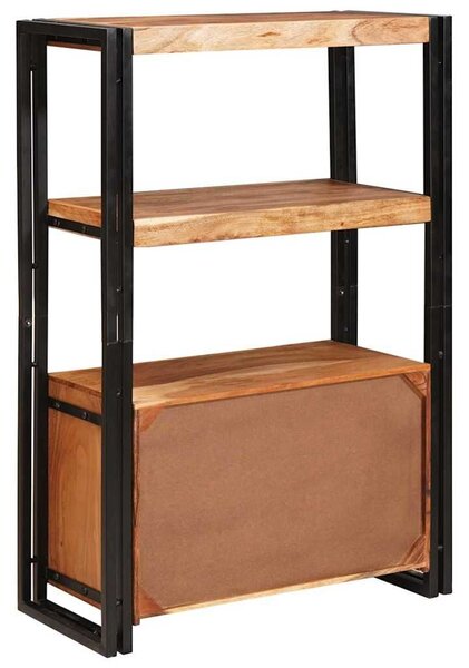 VidaXL Könyvespolc Ajtókkal Barna 72 x 33 x 110 cm Tömör akácfa és fém