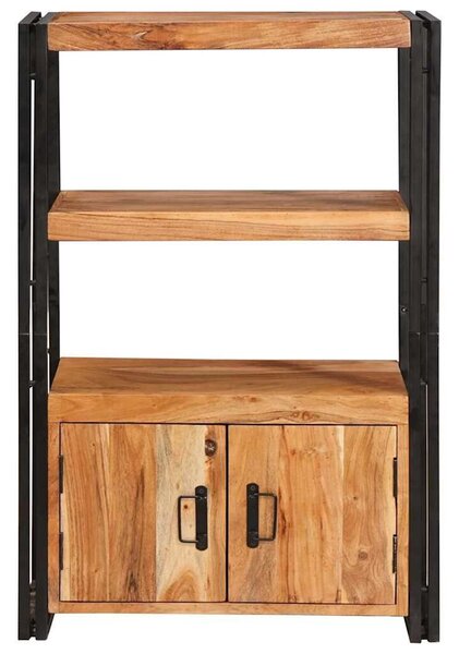 VidaXL Könyvespolc Ajtókkal Barna 72 x 33 x 110 cm Tömör akácfa és fém