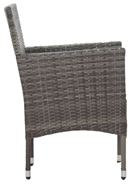 Polyrattan Kerti Étkezőgarnitúra - 11 részes - Szürke