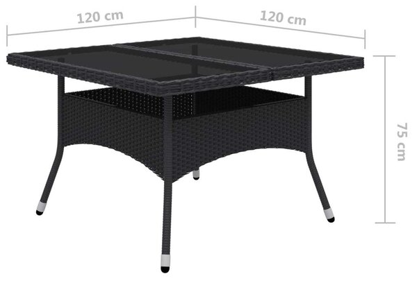 9 részes fekete polyrattan és üveg kerti étkezőgarnitúra
