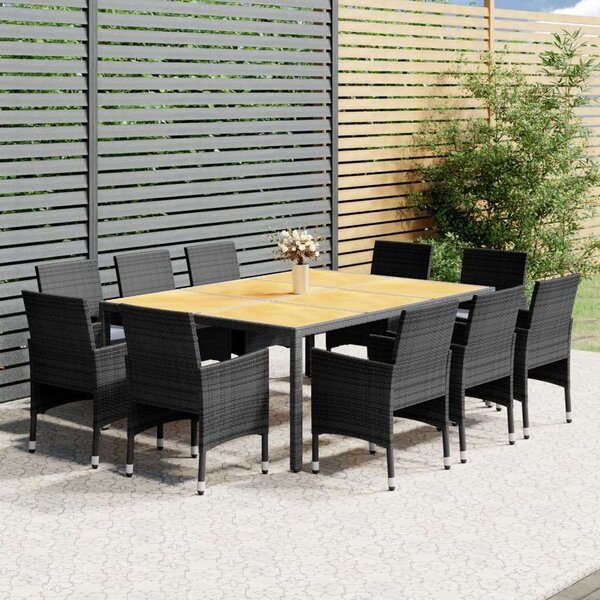 Polyrattan Kerti Étkezőgarnitúra - 11 részes - Szürke