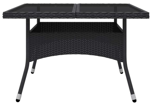 9 részes fekete polyrattan és üveg kerti étkezőgarnitúra