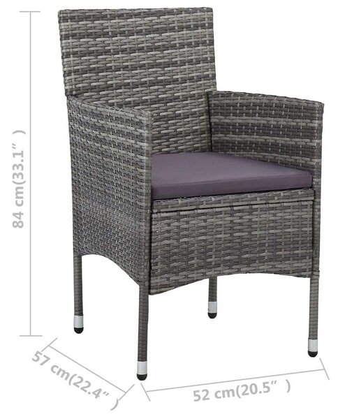 Polyrattan Kerti Étkezőgarnitúra - 11 részes - Szürke