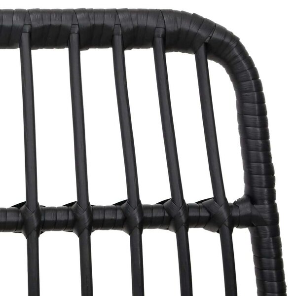 Polyrattan Kerti Étkezőgarnitúra - Fekete - 7 részes