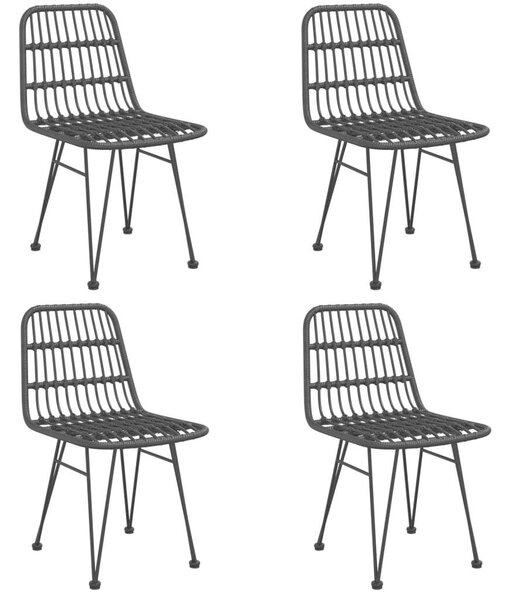 5 részes fekete polyrattan kerti étkezőgarnitúra