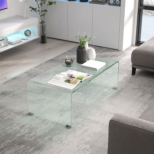 Homcom Monobloc dohányzóasztal edzett üveglappal – Modern