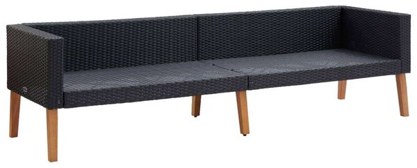 Polyrattan Kerti Ülőgarnitúra - 4 részes - Fekete