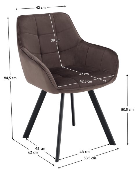 Design fotel, szürkésbarna Velvet/fekete, PETIN