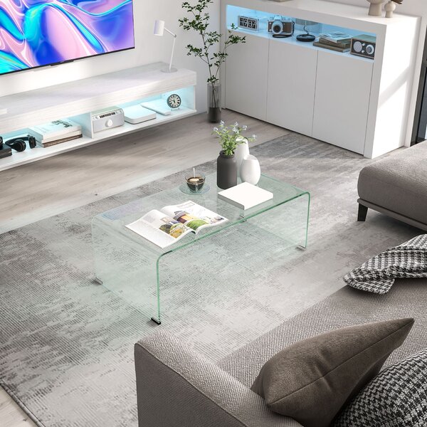 Homcom Monobloc dohányzóasztal edzett üveglappal – Modern