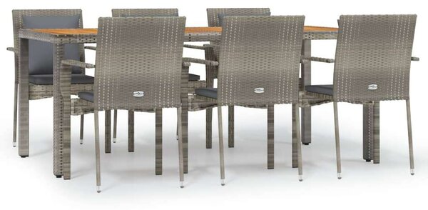 Polyrattan Kerti Étkezőgarnitúra - 7 részes - Szürke