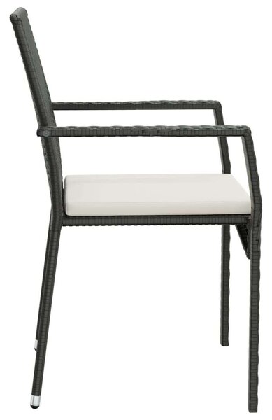 5 részes fekete polyrattan kerti étkezőgarnitúra párnákkal