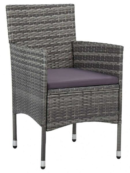 Polyrattan Kerti Étkezőgarnitúra - 11 részes - Szürke