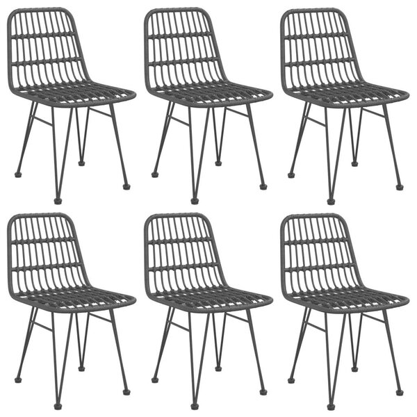 Polyrattan Kerti Étkezőgarnitúra - Fekete - 7 részes