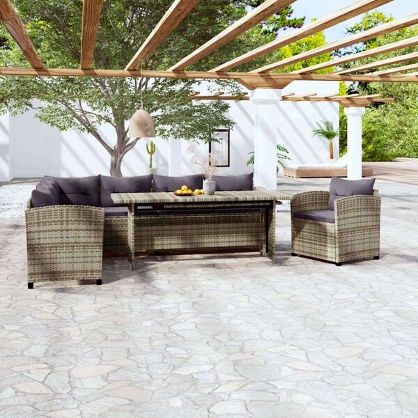 Polyrattan Kerti Ülőgarnitúra - 3 részes - Szürke