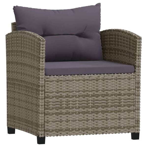Polyrattan Kerti Ülőgarnitúra - 3 részes - Szürke