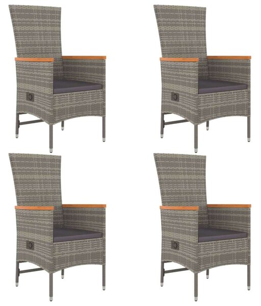 Polyrattan Kerti Étkezőgarnitúra - 5 részes - Szürke