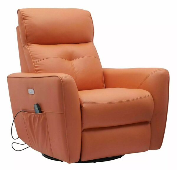 Helios M Elektromos Masszázs Relax Fotel Műbőr Narancssárga Forgó