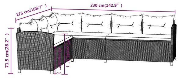 6 részes szürke polyrattan kerti ülőgarnitúra párnákkal