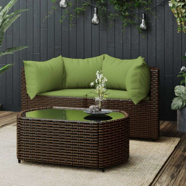VidaXL Polyrattan Kerti Ülőgarnitúra - 3 részes, Barna