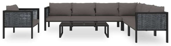 Polyrattan Kerti Ülőgarnitúra - 8 részes - Antracit Szürke