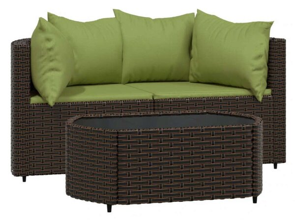 VidaXL Polyrattan Kerti Ülőgarnitúra - 3 részes, Barna