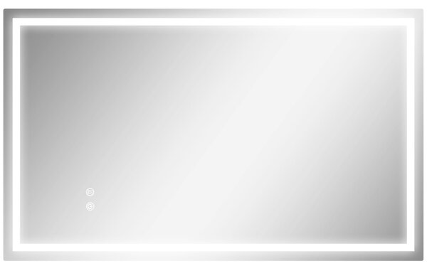 HOMCOM Állítható, 3 színű LED világítással és ütésálló réteggel ellátott fürdőszobai tükör, Edzett üveg és fém, 100x3x60 cm