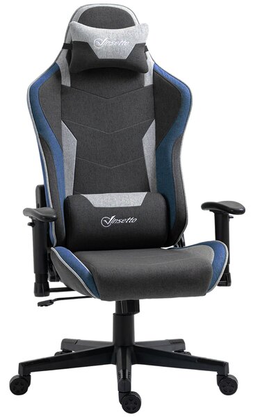 Vinsetto ergonomikus gamer szék állítható karfákkal, fejtámlával és magassággal, 66x53x128-138 cm, kék