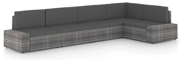 VidaXL 5 részes szürke polyrattan kerti ülőgarnitúra párnákkal