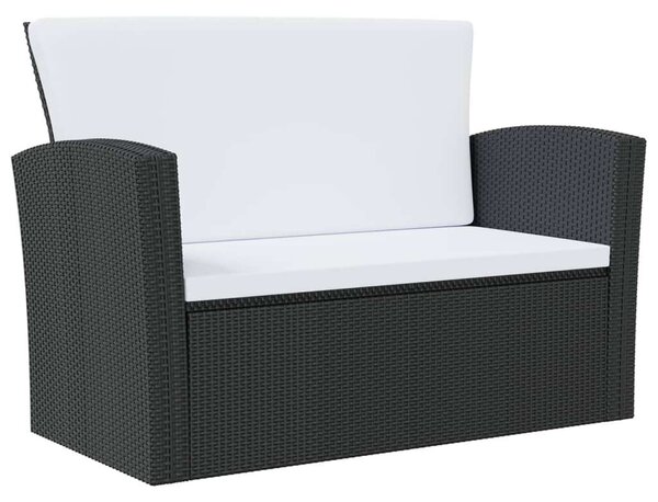 Polyrattan Kerti Társalgószett - 8 részes - Fekete