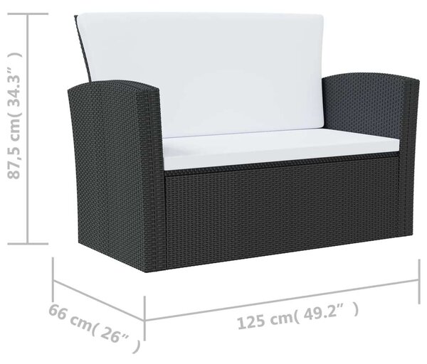 Polyrattan Kerti Társalgószett - 8 részes - Fekete