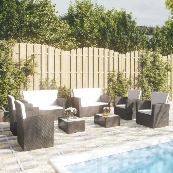 Polyrattan Kerti Társalgószett - 8 részes - Fekete