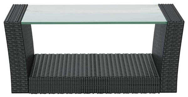 Polyrattan Kerti Társalgószett - 8 részes - Fekete
