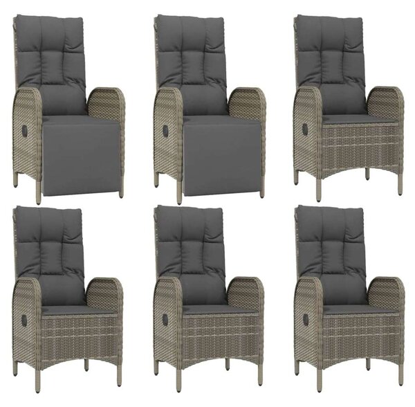 VidaXL 7 részes szürke polyrattan kerti étkezőgarnitúra párnával