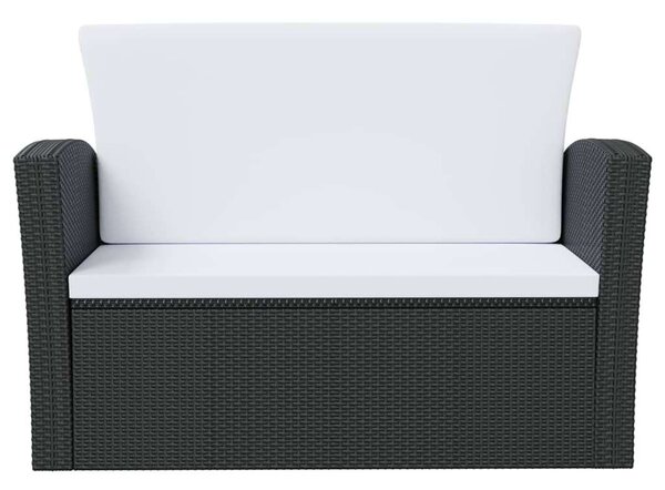 Polyrattan Kerti Társalgószett - 8 részes - Fekete