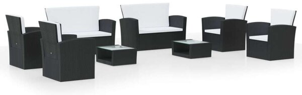 Polyrattan Kerti Társalgószett - 8 részes - Fekete