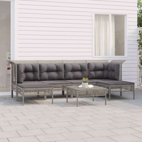 VidaXL Polyrattan Kerti Ülőgarnitúra - 7 részes, Szürke