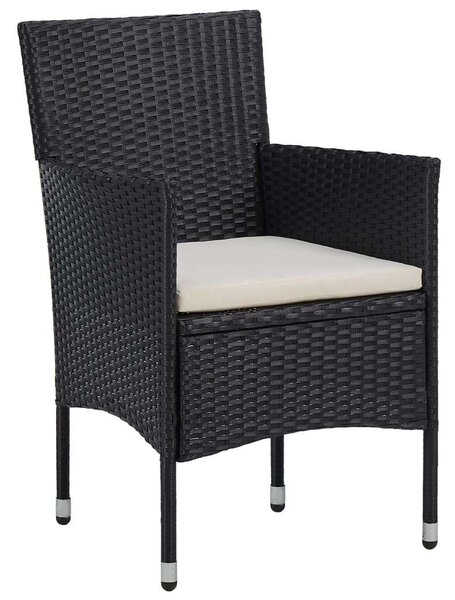Polyrattan Kerti Étkezőgarnitúra - 5 részes - Fekete