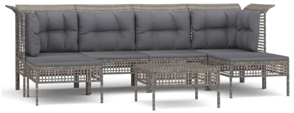 VidaXL Polyrattan Kerti Ülőgarnitúra - 7 részes, Szürke