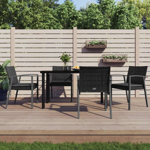VidaXL 5 részes polyrattan és acél kerti étkezőgarnitúra párnával