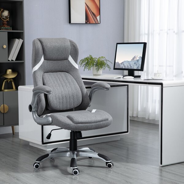 Vinsetto ergonomikus irodai szék légáteresztő, vászonhatású anyagból, állítható magasság, 68x76x109-117cm, szürke