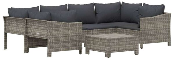 VidaXL 7 részes szürke polyrattan kerti ülőgarnitúra párnákkal
