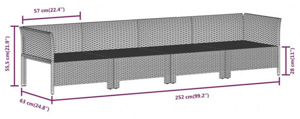 VidaXL 7 részes szürke polyrattan kerti ülőgarnitúra párnákkal