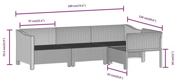 VidaXL 7 részes szürke polyrattan kerti ülőgarnitúra párnákkal