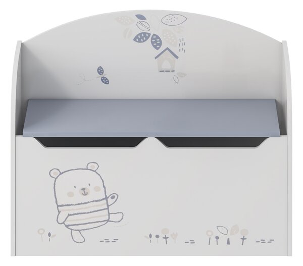 Játéktároló láda tárhellyel, fehér, BEAR